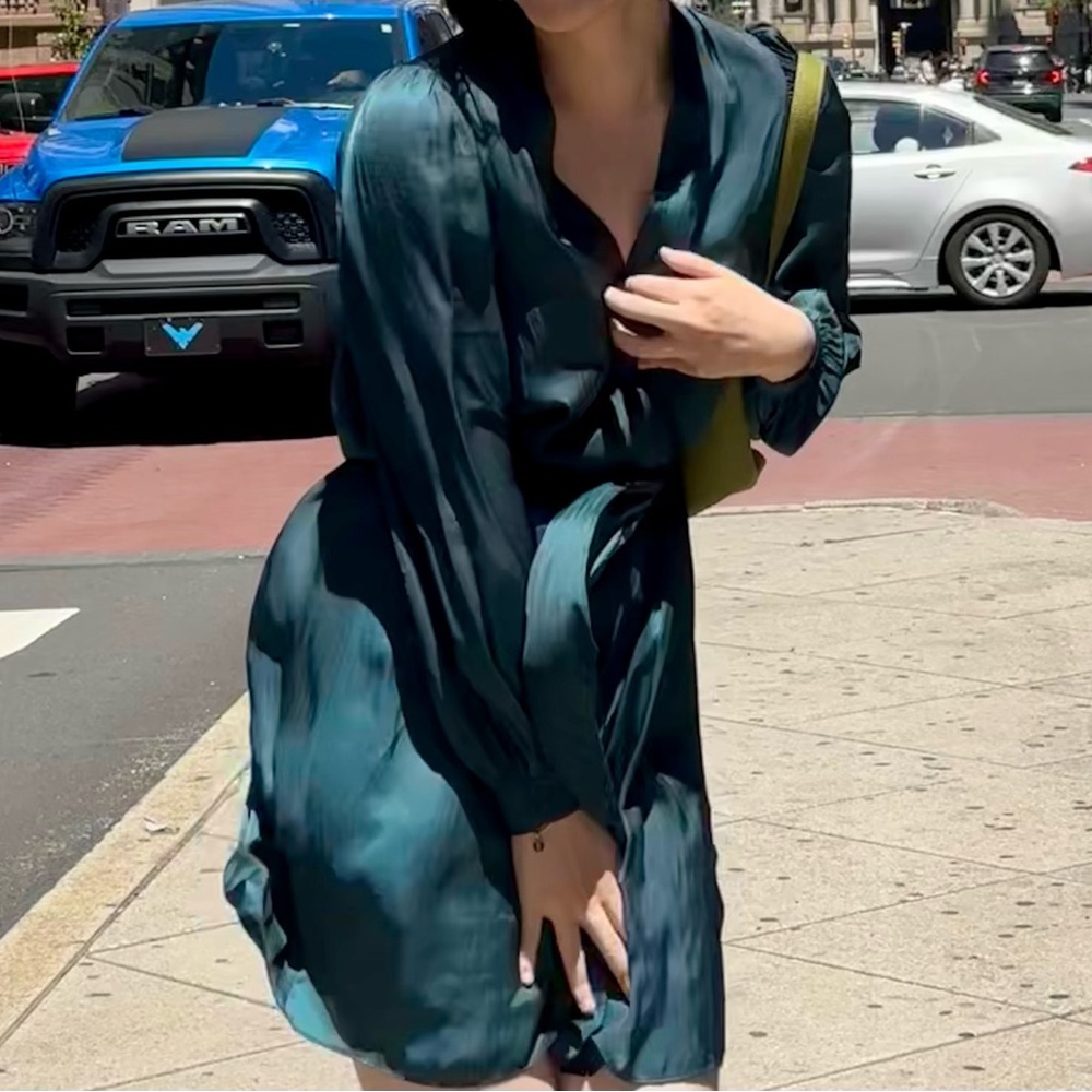 Zadig & Voltaire Deep Green Satin Dress